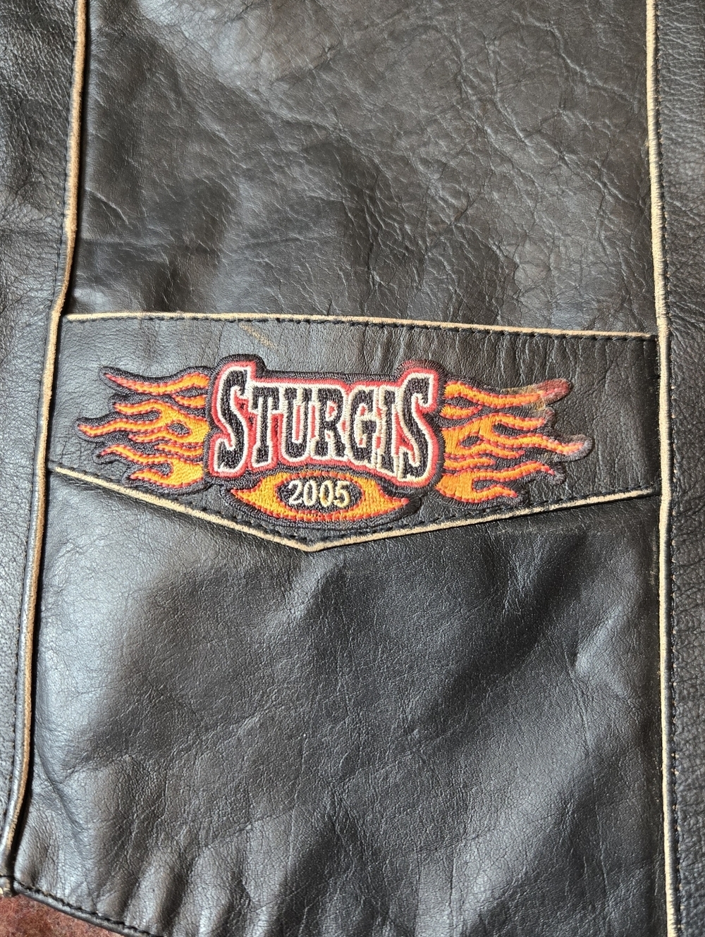 2005 Sturgis Leather King Collab Leather Vest Brown Size 48 Motorcyle Ride - Picture 4 of 10